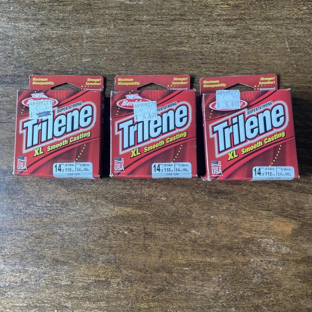 Lot of 3 Berkley Trilene XL 14lb 110yd .36mm Smooth Casting Fishing Line
